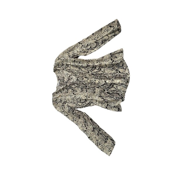Reformation Pinched Shoulder Snake Print Blouse Top Size 4 Python Long Sleeve - Picture 5 of 11